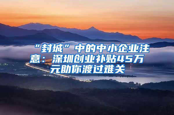 “封城”中的中小企业注意：深圳创业补贴45万元助你渡过难关