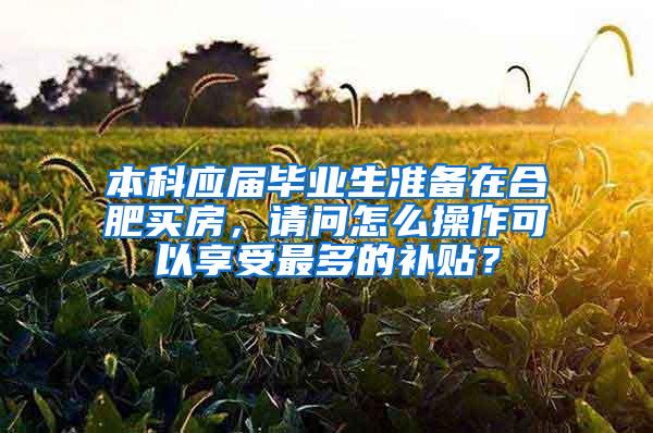 本科应届毕业生准备在合肥买房，请问怎么操作可以享受最多的补贴？