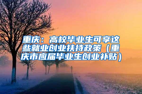 重庆：高校毕业生可享这些就业创业扶持政策（重庆市应届毕业生创业补贴）