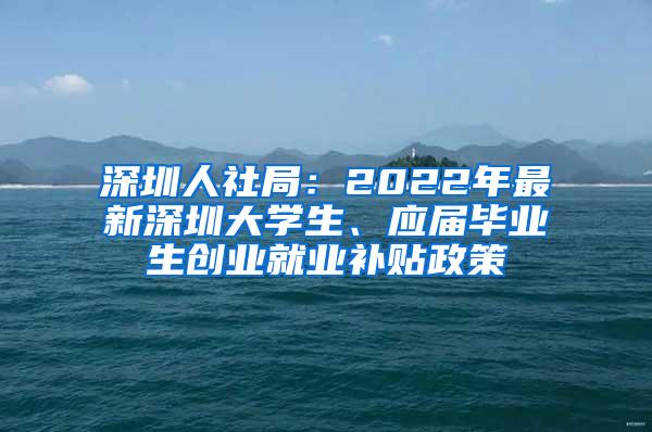 深圳人社局：2022年最新深圳大学生、应届毕业生创业就业补贴政策