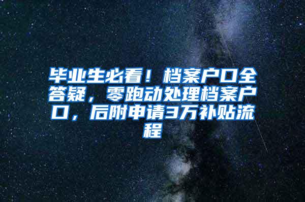 毕业生必看！档案户口全答疑，零跑动处理档案户口，后附申请3万补贴流程