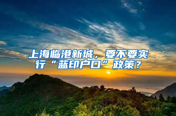 上海临港新城，要不要实行“蓝印户口”政策？
