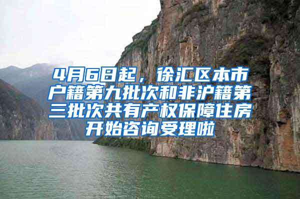 4月6日起，徐汇区本市户籍第九批次和非沪籍第三批次共有产权保障住房开始咨询受理啦