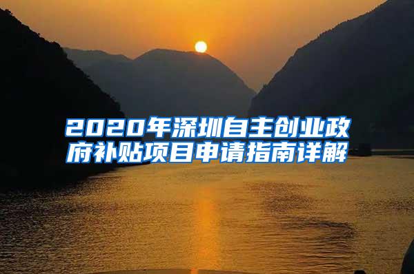 2020年深圳自主创业政府补贴项目申请指南详解