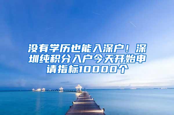 没有学历也能入深户！深圳纯积分入户今天开始申请指标10000个