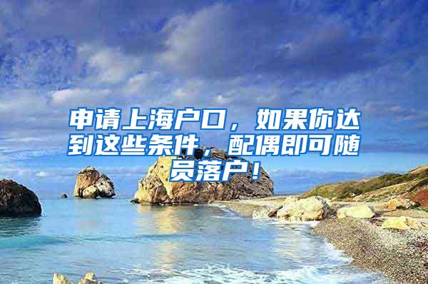 申请上海户口，如果你达到这些条件，配偶即可随员落户！