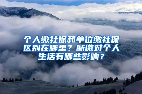 个人缴社保和单位缴社保区别在哪里？断缴对个人生活有哪些影响？