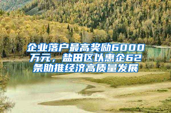 企业落户最高奖励6000万元，盐田区以惠企62条助推经济高质量发展