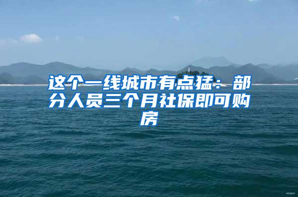 这个一线城市有点猛：部分人员三个月社保即可购房