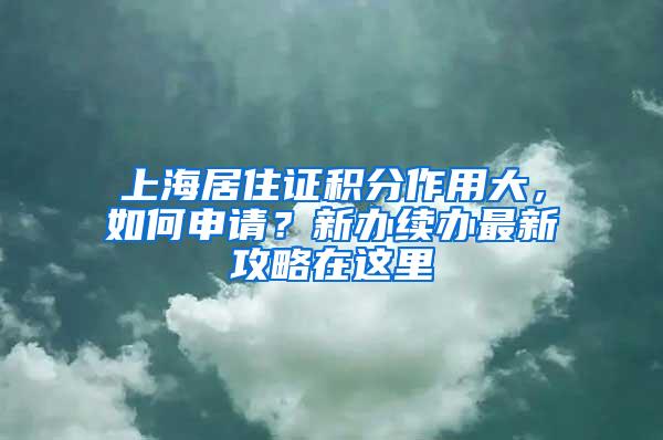 上海居住证积分作用大，如何申请？新办续办最新攻略在这里