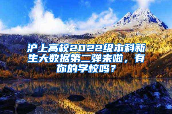 沪上高校2022级本科新生大数据第二弹来啦，有你的学校吗？