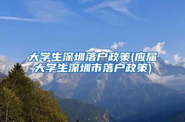 大学生深圳落户政策(应届大学生深圳市落户政策)