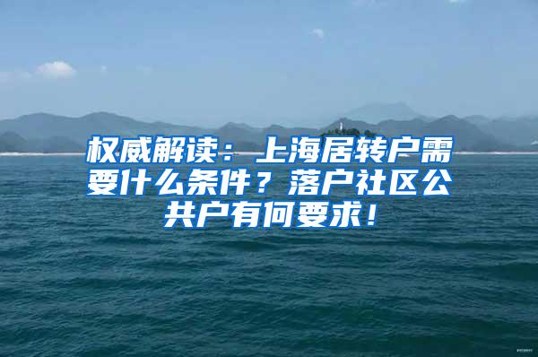 权威解读：上海居转户需要什么条件？落户社区公共户有何要求！