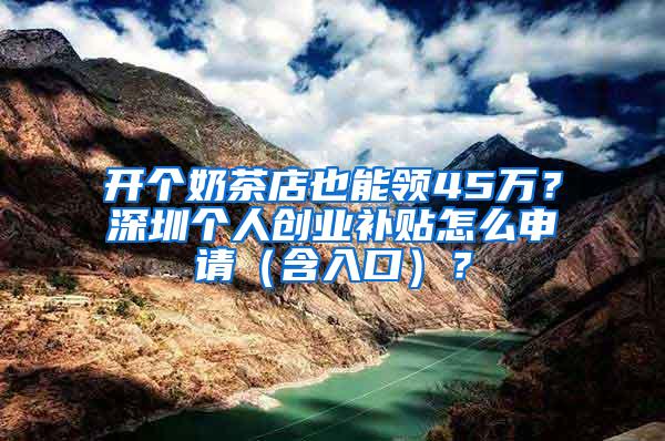 开个奶茶店也能领45万？深圳个人创业补贴怎么申请（含入口）？