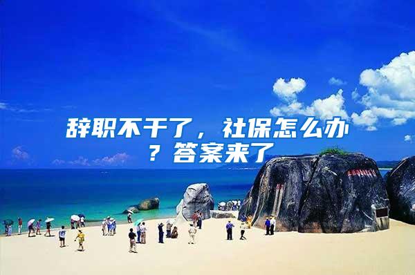辞职不干了，社保怎么办？答案来了