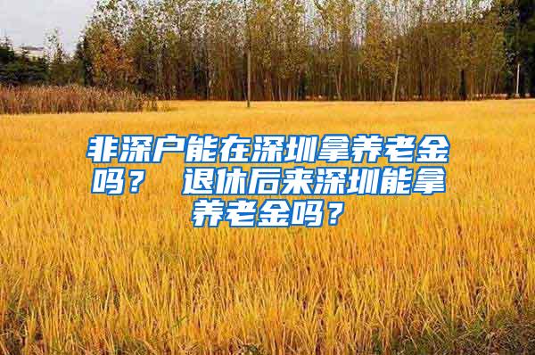 非深户能在深圳拿养老金吗？ 退休后来深圳能拿养老金吗？