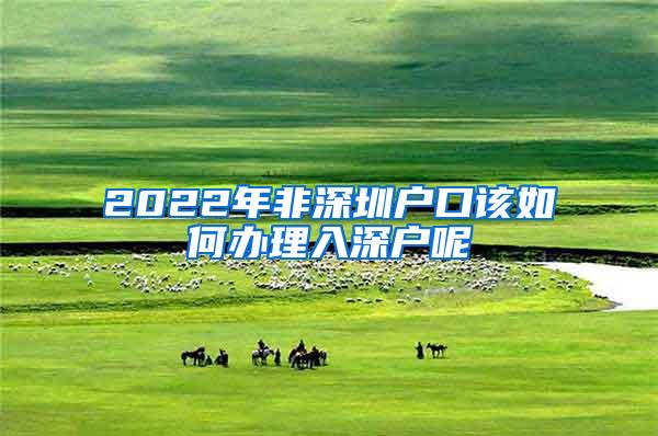 2022年非深圳户口该如何办理入深户呢