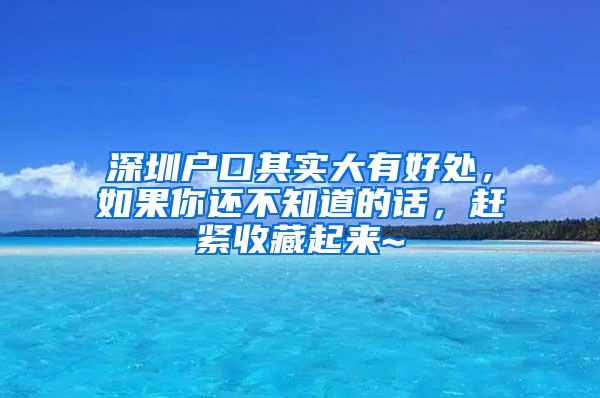 深圳户口其实大有好处，如果你还不知道的话，赶紧收藏起来~