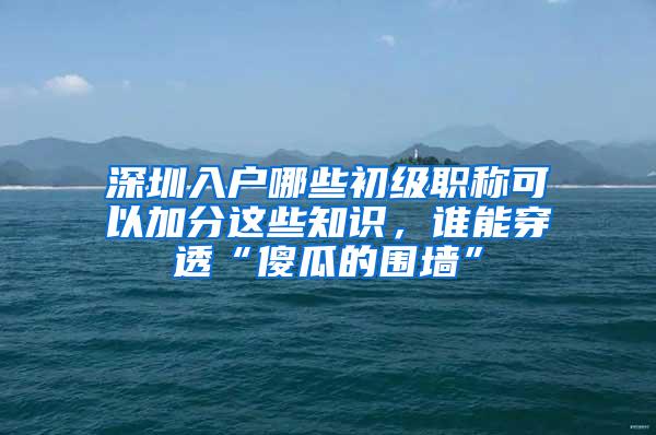 深圳入户哪些初级职称可以加分这些知识，谁能穿透“傻瓜的围墙”