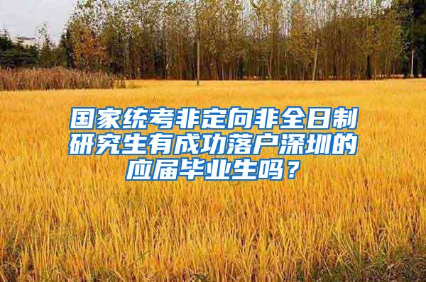 国家统考非定向非全日制研究生有成功落户深圳的应届毕业生吗？