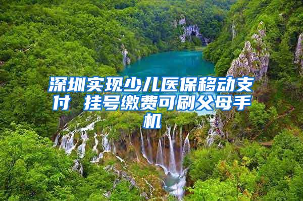 深圳实现少儿医保移动支付 挂号缴费可刷父母手机