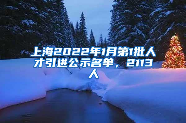 上海2022年1月第1批人才引进公示名单，2113人