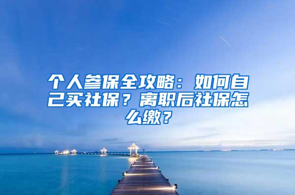 个人参保全攻略：如何自己买社保？离职后社保怎么缴？