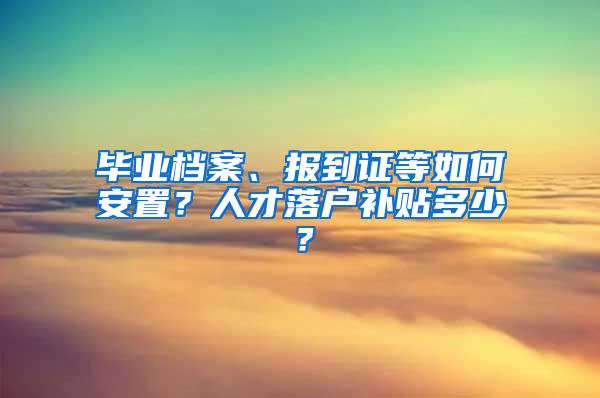 毕业档案、报到证等如何安置？人才落户补贴多少？