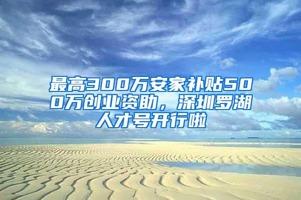 最高300万安家补贴500万创业资助，深圳罗湖人才号开行啦