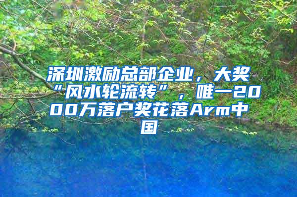 深圳激励总部企业，大奖“风水轮流转”，唯一2000万落户奖花落Arm中国