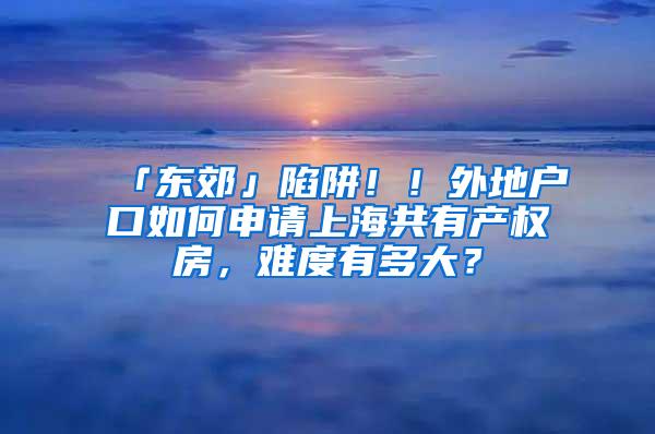 「东郊」陷阱！！外地户口如何申请上海共有产权房，难度有多大？