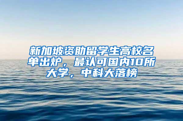 新加坡资助留学生高校名单出炉，最认可国内10所大学，中科大落榜