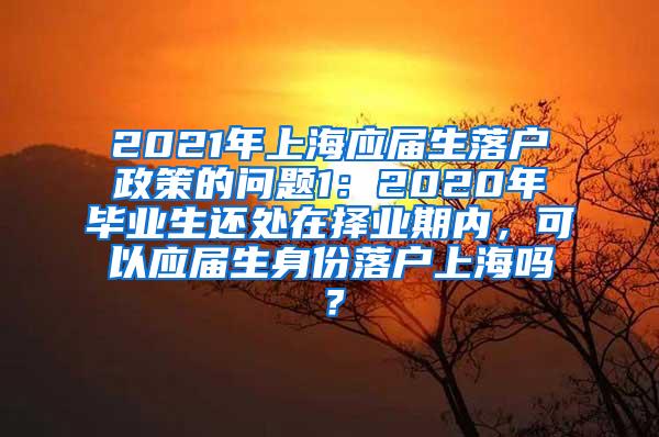 2021年上海应届生落户政策的问题1：2020年毕业生还处在择业期内，可以应届生身份落户上海吗？