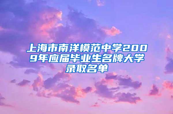 上海市南洋模范中学2009年应届毕业生名牌大学录取名单