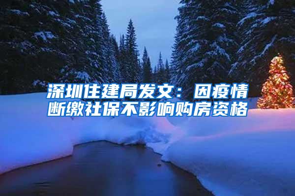 深圳住建局发文：因疫情断缴社保不影响购房资格