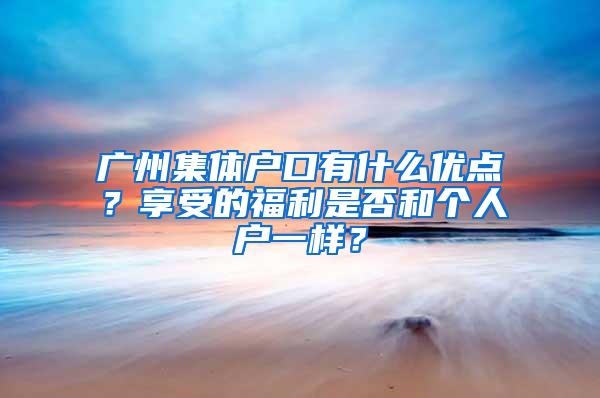 广州集体户口有什么优点？享受的福利是否和个人户一样？