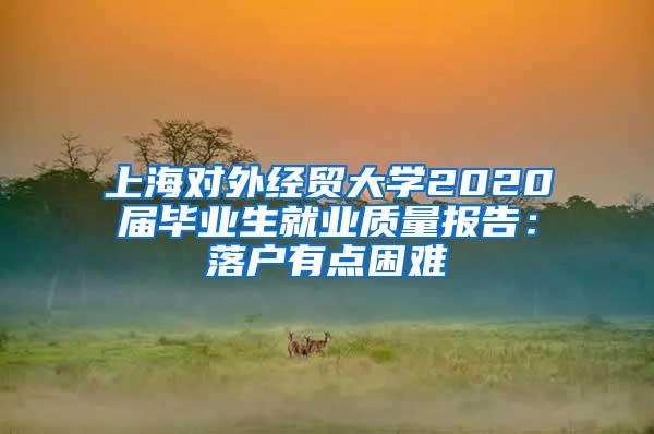 上海对外经贸大学2020届毕业生就业质量报告：落户有点困难