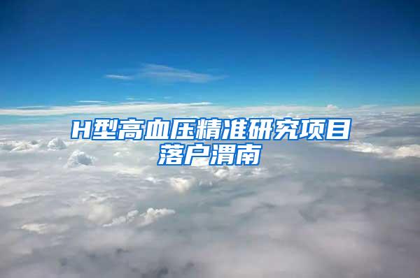 H型高血压精准研究项目落户渭南