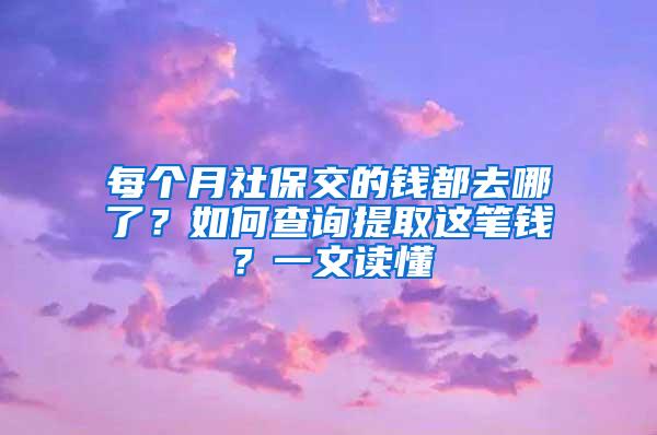 每个月社保交的钱都去哪了？如何查询提取这笔钱？一文读懂