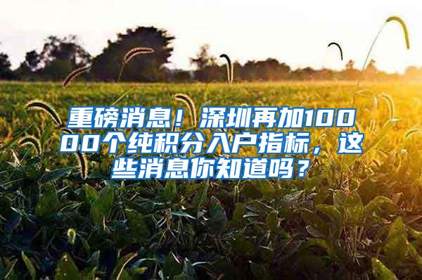 重磅消息！深圳再加10000个纯积分入户指标，这些消息你知道吗？