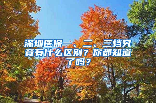 深圳医保一、二、三档究竟有什么区别？你都知道了吗？