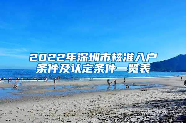 2022年深圳市核准入户条件及认定条件一览表