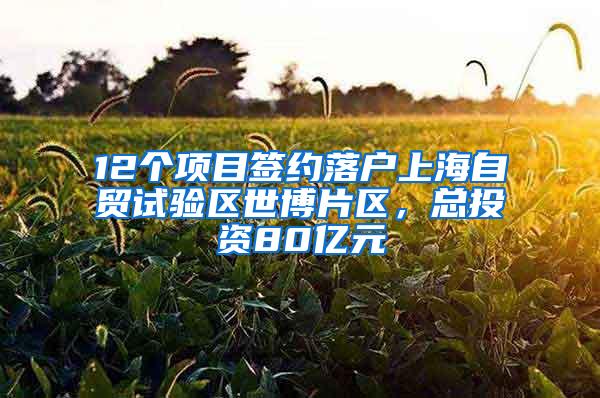 12个项目签约落户上海自贸试验区世博片区，总投资80亿元