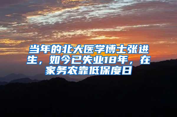 当年的北大医学博士张进生，如今已失业18年，在家务农靠低保度日