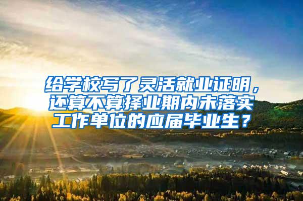 给学校写了灵活就业证明，还算不算择业期内未落实工作单位的应届毕业生？