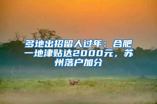 多地出招留人过年：合肥一地津贴达2000元，苏州落户加分