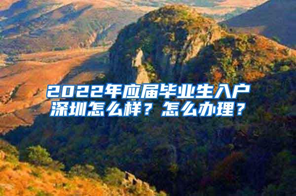 2022年应届毕业生入户深圳怎么样？怎么办理？