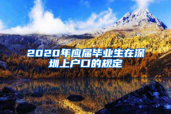 2020年应届毕业生在深圳上户口的规定