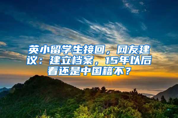 英小留学生接回，网友建议：建立档案，15年以后看还是中国籍不？