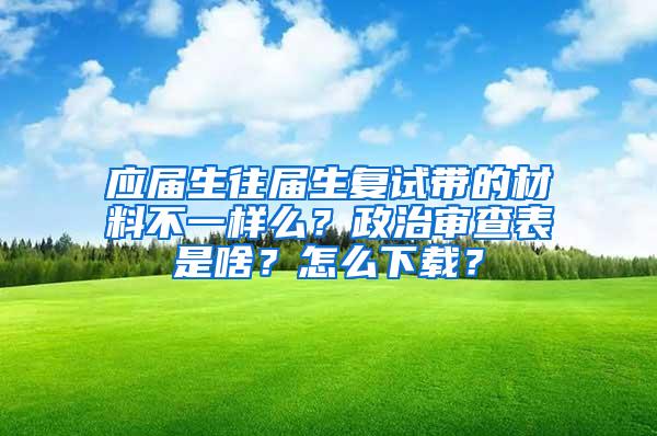 应届生往届生复试带的材料不一样么？政治审查表是啥？怎么下载？